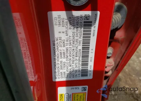 2023 Honda Civic Sport from USA, damaged, VIN 2HGFE2F58PH522294